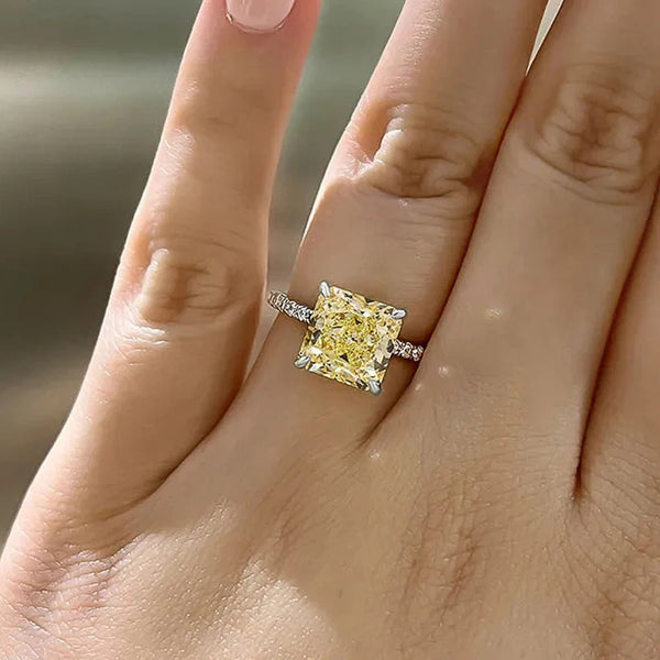 Square Yellow CZ Ring