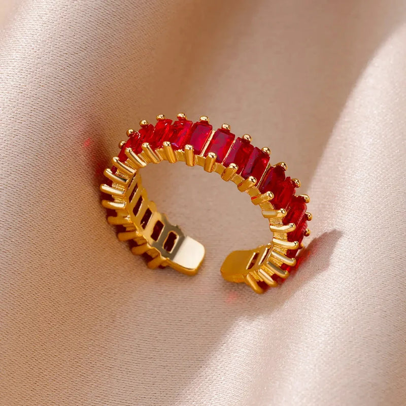 Colorful Cubic Zircon Ring