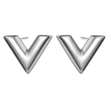 Gold Plated Letter V Earring