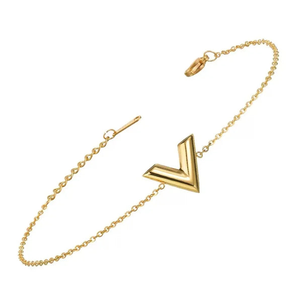 Gold Plated Letter V Bracelet