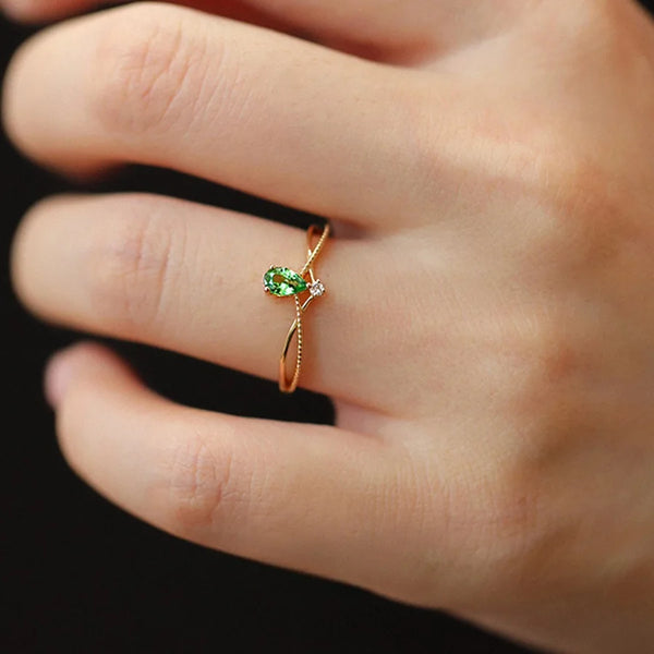 Green Water Droplet Ring