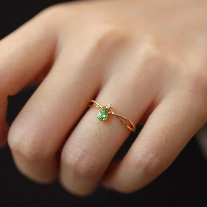 Green Water Droplet Ring