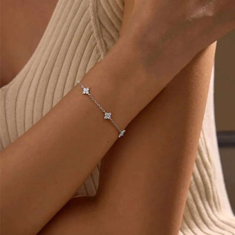 925 Silver Plated 18k Gold Zircon Bracelet
