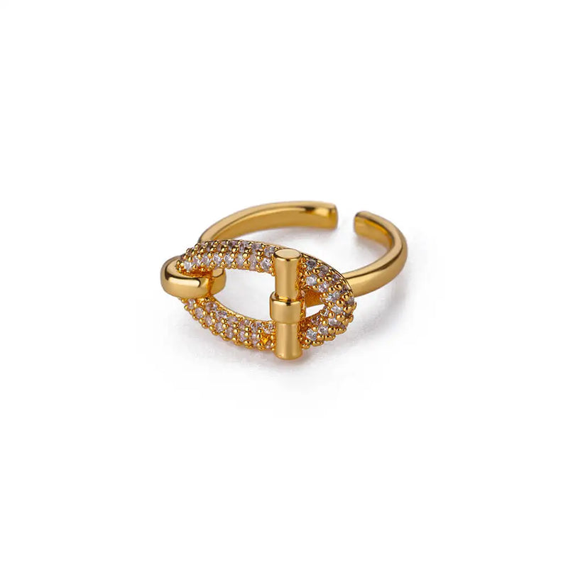 Oval Zircon Open Ring