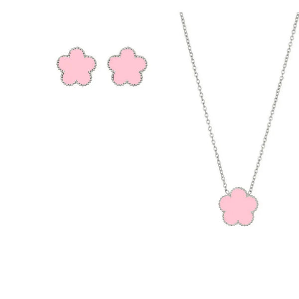 Pink Flower Design Jewelry Set