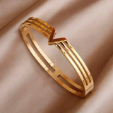 Gold Plated V Bangle