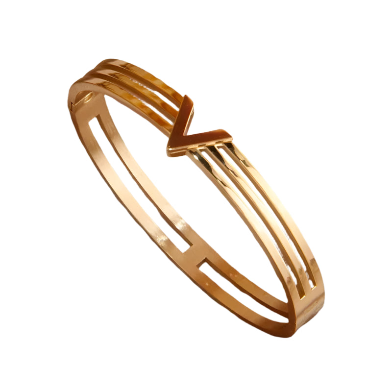 Gold Plated V Bangle