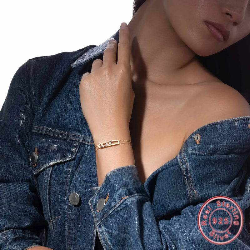 Gold Diamond Bracelet Sterling Silver 925