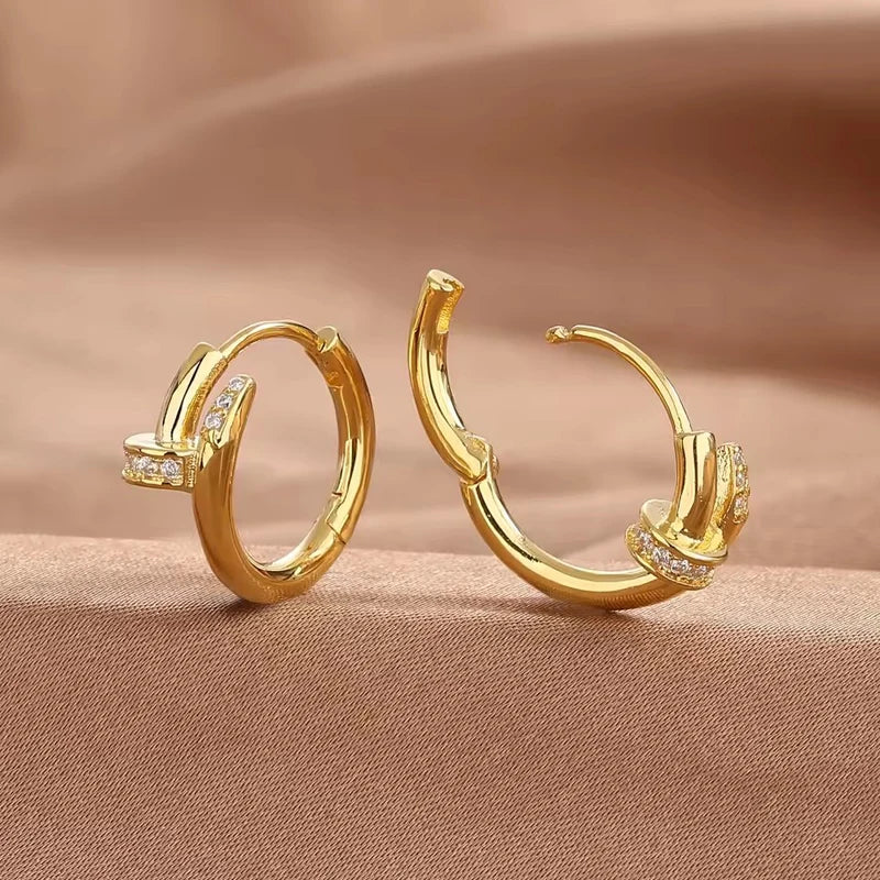 Shiny Crystal Zircon Hoop Earrings