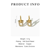 Gold Plated Chunky U Shape Earrings