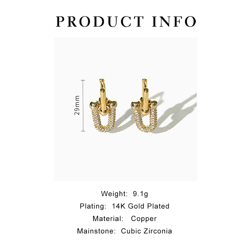 Gold Plated Chunky U Shape Earrings