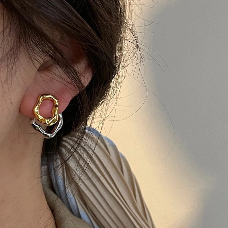 Droplet Metal Splice Stud Earrings