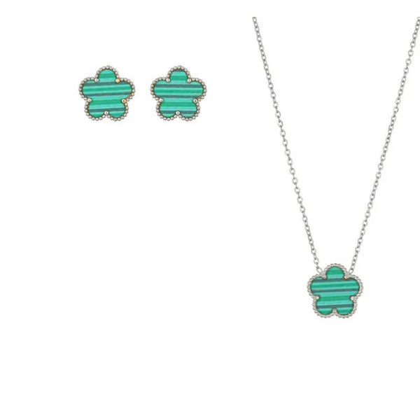 Green Flower Design Jewelry Set