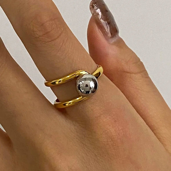 18K Gold Plated Ball Opening Ring
